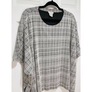 Van Heusen Black & White Poncho Style Sweater Dolman Top Size XL
